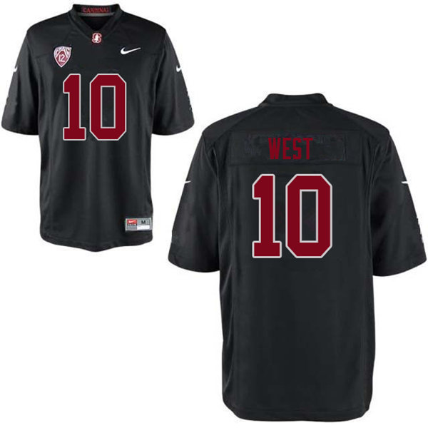 Men #10 Jack West Stanford Cardinal College Football Jerseys Sale-Black